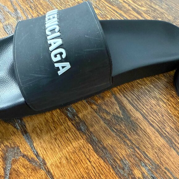 Balenciaga Smooth Pool Slide Rubber Logo Mens size 14/E47 - Picture 5 of 6